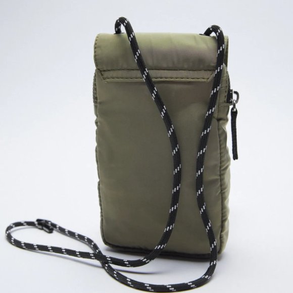 NWT ZARA GREEN CORDED CELL PHONE CASE BAG - Picture 7 of 9